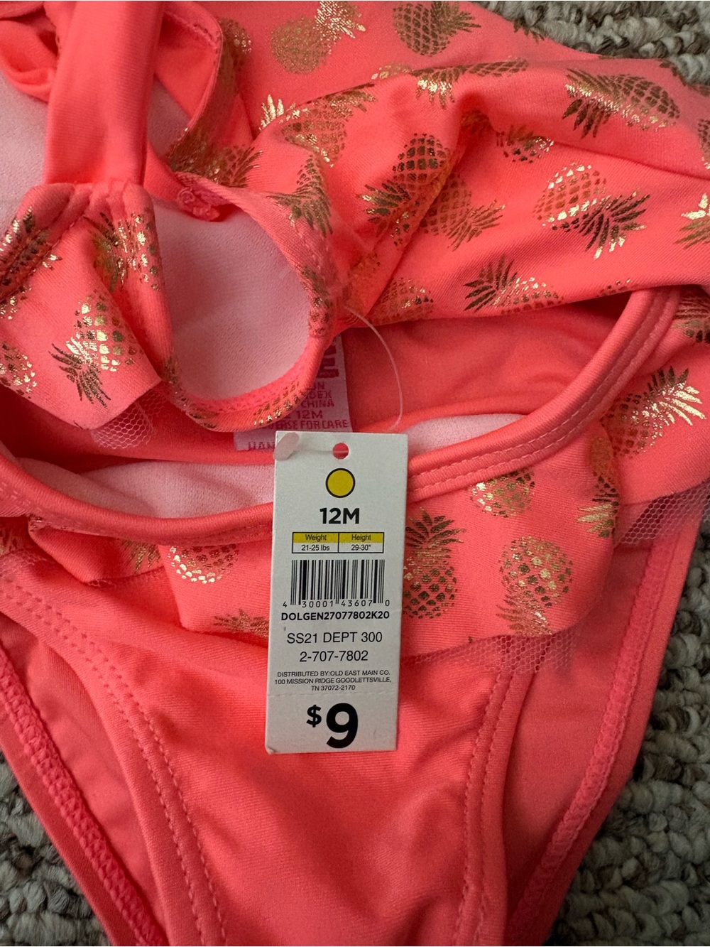 Coral Pineapple Ruffle Tankini - Kids Swim - Picture 3 of 3